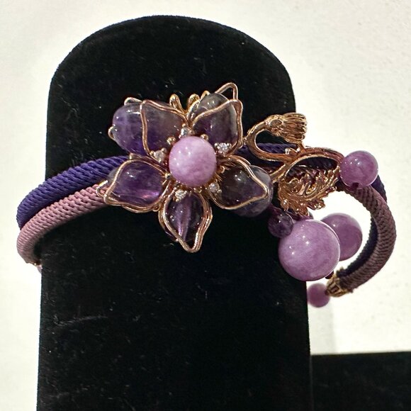 Purple Fairy Amethyst Crystal Gemstone Bracelet - Picture 1 of 10
